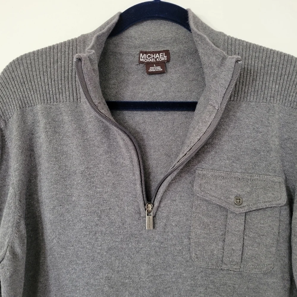 MICHAEL Michael Kors Gray Half Zip Pullover Sweater Size L